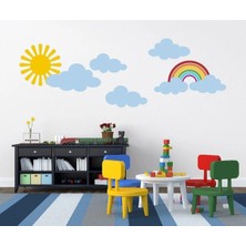 Kanvassepetinet Gökkuşağı Güneş ve Bulutlar Çocuk Odası Duvar Sticker