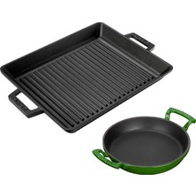 Lava Döküm Izgara Tava 26X32 & 20 cm Sahan Set - Gerçek Izgara Lezzeti Evde