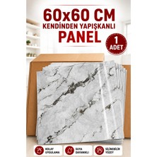Ukab Dekor 60X60 cm 1 Adet Kendinden Yapışkanlı Gri Pvc Esnek Köpük Dekoratif Duvar Paneli Banyo Muttak Wc 6044