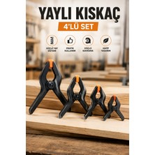 Wonder 4'lü Yaylı Kıskaç Seti | Güçlü Sıkıştırma Kelepçesi  - Profesyonel Yaylı Kıskaç Marangoz Mobilya Kavrama Kıstırma Pensesi