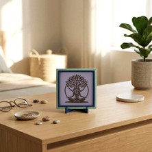 Miawiki Hayat Ağacı Temalı Modern Masaüstü Objesi, Meditasyon Figürüyle Anlamlı Dekorasyon 10X10 cm