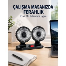 Toptan Bulurum Araç ve Ev Kullanımına Uygun Çift Başlıklı Masaüstü Vantilatör