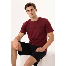 Sude Homewear Erkek Kısa Kol Şort Bordo Renk Pijama Takımı