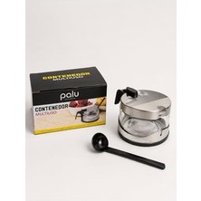 Cam Şekerlik Seti, Şeffaf/gümüş/siyah, Cam ve Metal, Açılabilir Kapaklı, Çok Amaçlı Saklama Kabı, Servis Kaşıklı
