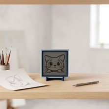Miawiki Kedi Yüzü Motifli Modern Dekoratif Parça, Minimalist Ev Dekorasyonu ve Ofis Masaları Için Şık Tasarım 10X10 cm