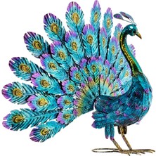 Alpine Corporation JUM232 Metal Tavus Kuşu Bahçe Heykeli, 81X30X58 Cm, Çok Renkli