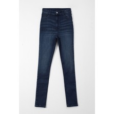 Markapia Kadın Koyu Mavi Yüksek Bel Slim Fit Likralı Jean Pantolon