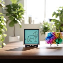 Miawiki Modern Çizgili Aslan Figürlü Dekoratif Obje, Yaşam Alanınız Için Estetik Bir Dokunuş 10X10 cm