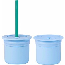 Toptan Bulurum Ham+Hüp Pipetli Silikon Bardak Seti Mineral Blue / Aqua Green