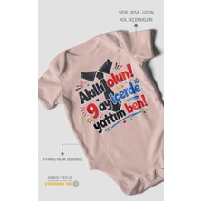 Morivo Kids Akilli Olun 9 Yazılı Kısa Kollu Bebek Body %100 Pamuk