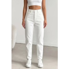 Herton Kadın Yüksel Bel Mom Jean  Pantolon %100 Cotton Esneme Yok
