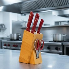 Bambu Ahşap Bıçak Standı – 220 mm Eğik Tasarım, Kaymaz Tabanlı, Çoklu Bıçak Yuvalı, Modern ve Doğal Mutfak Düzenleyici