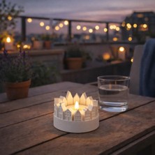 Objekto 3D Dekoratif Şehir Temalı LED Mumluk - (Pilli LED Mum Dahil) Minimalist Ev & Masa Dekoru