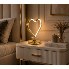 TT901-ML-PLL-FSR Tt Aydınlatma Pilli Çizgili Profil Kalp Model Krsital Taşlı Fransız Sarısı Abajur