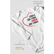 Morivo Kids Dünya Bir Yana Annem Bir Yana Uzun Kollu Bebek Body %100 Pamuk