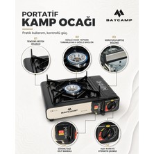 Baycamp Portatif Kamp Ocağı Siyah – Otomatik Ateşlemeli