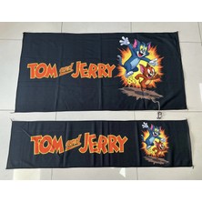 Şimika Tom Jery Sırt Havlusu Seti Ön ve Arka (Anahtarlık Hediye)