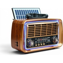Royal Trend Nostaljik Güneş Panelli Radyo,ledli Trend Tasarım Bluetooth Nostalji Radyo