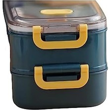 1400ML Lunchbox 2 Katlı Çelik Sefer Tası Yemek Kutusu (Pembe)
