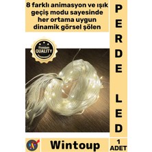 Wintoup #led Dekoratif Günışığı Dekorasyon Şık Animasyonlu 2 x 2  Sarı Işık 192 LED 8 Fonksiyonlu Perde LED