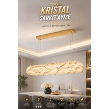 Elvora Home Modern (Premium) Kristal Sarkıt Avize 3 Renk Ledli 120W Gold Kasalı Sarmaşık Lüks Yemek Masası Üstü Salon Avizesi Modelleri