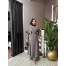 Esra Butik Asimetrik Yakalı Modal Kumaş Pantolonlu Takım – Gri | Siyah | Haki | Vizon