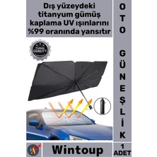Wintoup #güneşlik 140X80 cm 10 Telli Titanyum Gümüş Kaplama Isı Koruyucu Çelik Araba Ön Cam Güneş Şemsiyesi