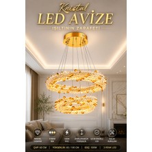 Elvora Home Modern (Premium) Gold Kristal Yaprak Tasarım Ledli 100W Avize 3 Renkli Lüks Sarkıt Salon Oturma Odası Yemek Odası Avizesi Modelleri