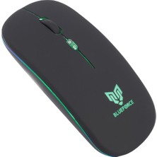 Empressco Kablosuz Siyah Mouse, 2.4ghz Bluetooth, Işıklı, Sessiz Tasarım