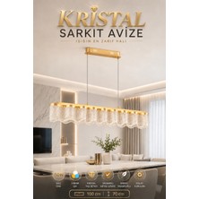 Elvora Home Modern (Premium) Kristal Taşlı Şelale Sarkıt Ledli 50W Avize 3 Renk Gold Salon Oturma Odası Avizesi Modelleri