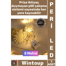 Wintoup #led Dekoratif Aydınlatma Yılbaşı Süsleme Ev Dekoru Esnek Tel 2 Metre Pilli Şık Peri LED Gün Işığı