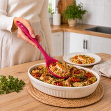 Ivory Xl Silikon Servis Kaşığı Yapışmaz Tencere ve Tava Uyumlu Ergonomik Saplı Büyük Boy Pilav Servis Kaşığı Sariva Home