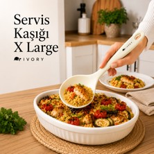 Ivory Xl Silikon Servis Kaşığı Yapışmaz Tencere ve Tava Uyumlu Ergonomik Saplı Büyük Boy Pilav Servis Kaşığı Sariva Home