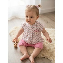 Erca Home Tekstil Ürünleri Ikili Yazlık Şortlu  Kız  Bebek Takım 6 Ay,12 Ay,18 Ay,2y Kız Pembe