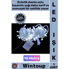 Wintoup #led Dekoratif Yılbaşı Cafe Süsleme Aydınlatma 10 Metre 100 LED Damla Uçlu Şeffaf Kablo Beyaz Işık