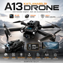 Zorvix Tech A13 Katlanabilir Drone 4K Hd Kamera Akıllı Engel Algılama Fırçasız Motorlu