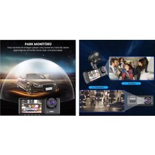 Gees Global Akıllı Full Hd 3 Kameralı Araç Içi Güvenlik Kamerası Ön-Arka-Iç Kayıt, Park Modu