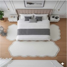 Altun Carpet 3lü Set Çift Kafalı Pelüş Kaymz Taban Ponpon Saçaklı  Modern 12ML Hav2 cm Kalınlık