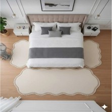 Altun Carpet 3lü Set Çift Kafalı Pelüş Kaymz Taban Ponpon Saçaklı  Modern 12ML Hav2 cm Kalınlık
