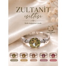 Yudi Atelier Zultanit Işıltılı Renk Değiştiren Yüzük - Ayarlanabilir Pırlanta Kesim Premium Tasarım - Anneye Sevgiliye Hediye Yüzük