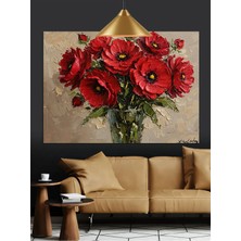 Kanvassepetinet Kırmızı Güller Yüksek Kaliteli Yağlı Boya Dokulu Kanvas Canvas Tablo Kanvas Tablo Canvas Tablo Duva