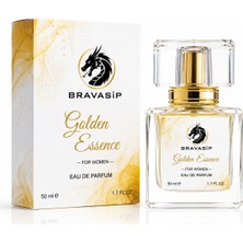 BRAVASİP Golden Essence Kadın Parfümü 50 ml Eau De Parfum | Premium Kalıcı Çiçeksi Amber Misk Bal Bergamot Gül Yasemin
