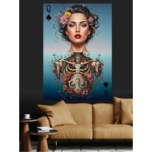 Kanvassepetinet Çiçekli Kadın Yüzü Yüksek Kaliteli Yağlı Boya Dokulu Kanvas Canvas Tablo Kanvas Tablo Canvas Tablo