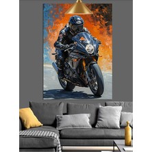 Kanvassepetinet Motorsikletli Adam Yüksek Kaliteli Yağlı Boya Dokulu Kanvas Canvas Tablo Kanvas Tablo Canvas Tablo