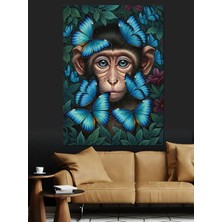 Kanvassepetinet Mavi Kelebekli Yüksek Kaliteli Yağlı Boya Dokulu Kanvas Canvas Tablo Kanvas Tablo Canvas Tablo Duva