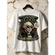 Carismatisort Vampir Dolar Espirli Baskılı Bay Bayan Erkek Kadın Beyaz Tişört Tshirt