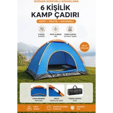 Empressco 6 Kişilik Renkli Dayanıklı Kamp Çadırı 220X250X150, Hafif ve Pratik Kullanım