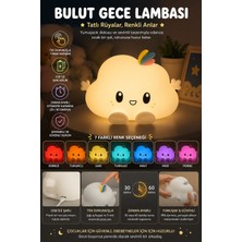 Tasarım Evi Renkli USB Şarj Edilebilir Bulut Gece Lambası, Silikon, Hediyelik Eşya, Çocuk Gece Lambası