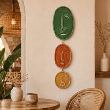 Momiko Tasarım Soyut Renkli Minimal Yüzler Serisi – 3’lü El Yapımı Beton Duvar Dekoru