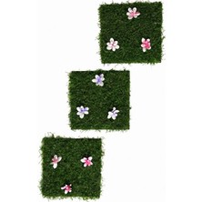 Uravas Store Çiçek Desenli Yapay Çim Gider Kapağı - 96X5 cm - Doğal Görünüm